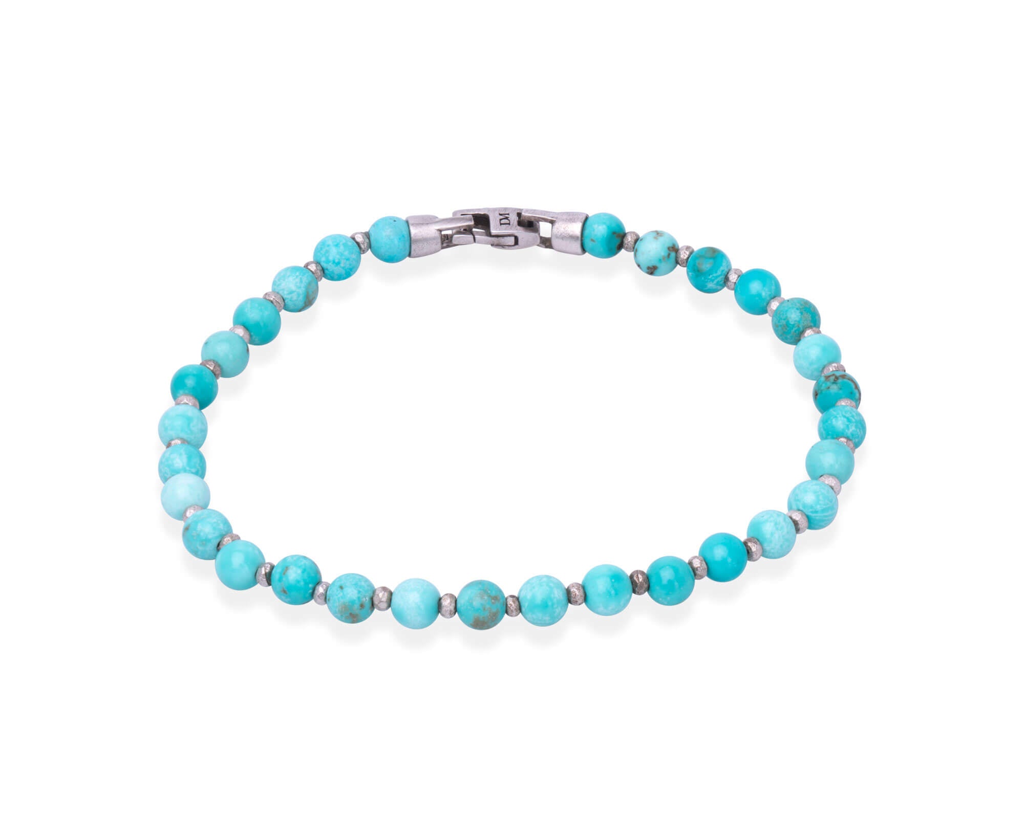 Turquoise Beaded Silver Bracelet