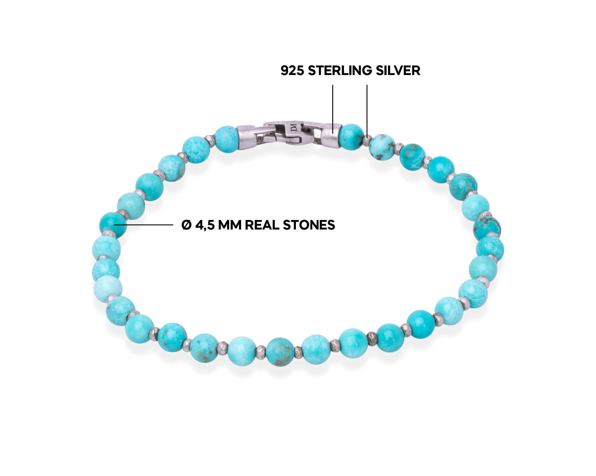 Turquoise Beaded Silver Bracelet