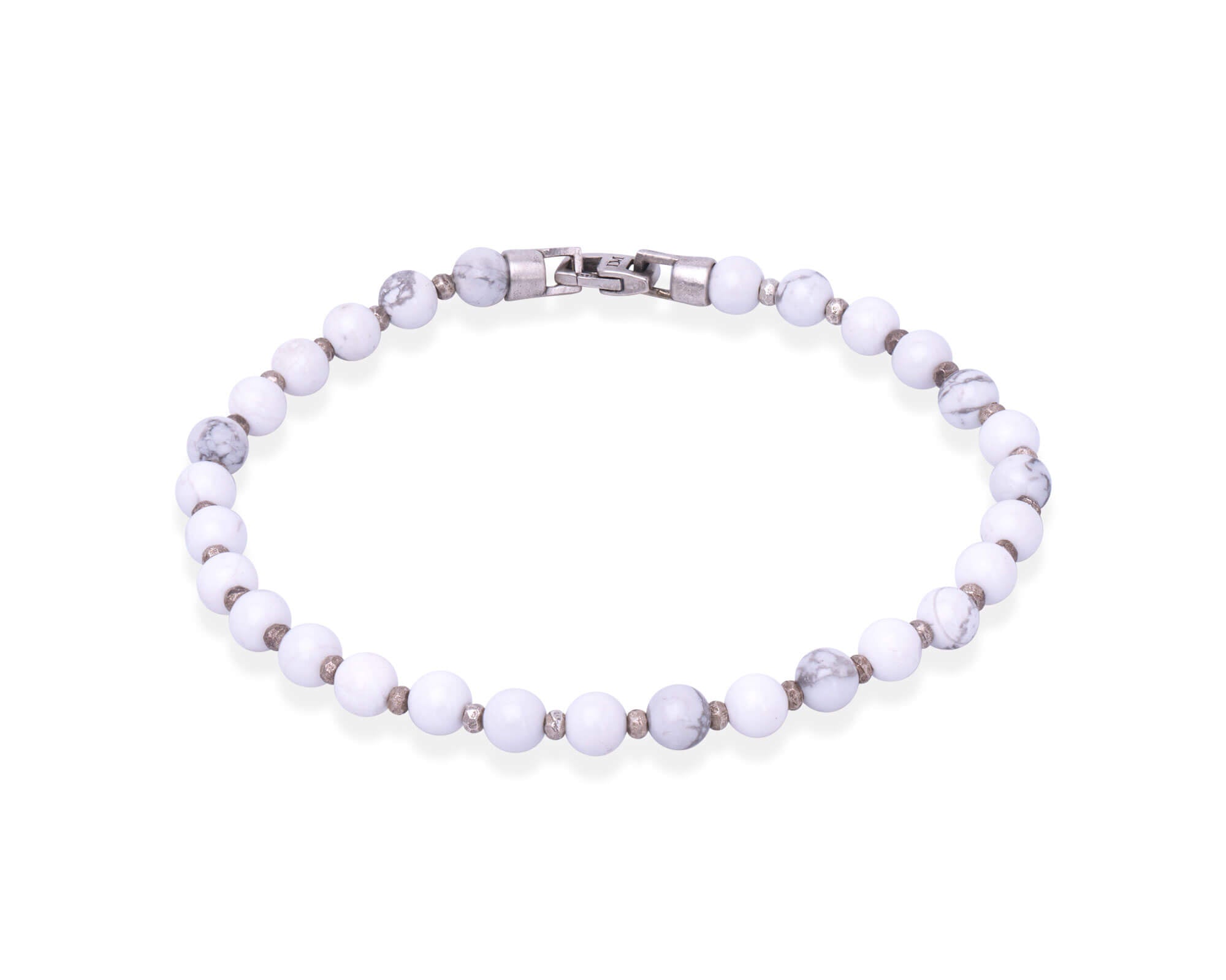 Howlite Beaded Silver Bracelet